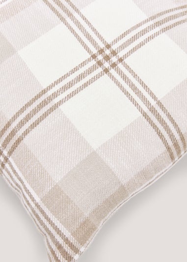 Tan Woven Check Cushion (43cm x 43cm)