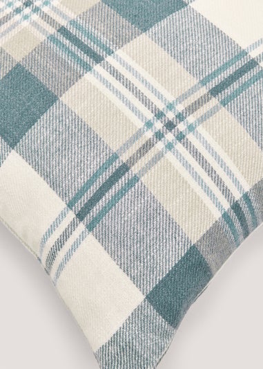 Blue Woven Check Cushion (43cm x 43cm)