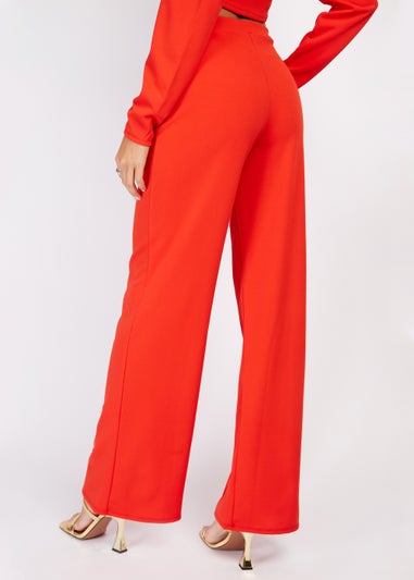 Girls on Film by Dani Dyer Red Scuba Crepe Wide Leg Trousers