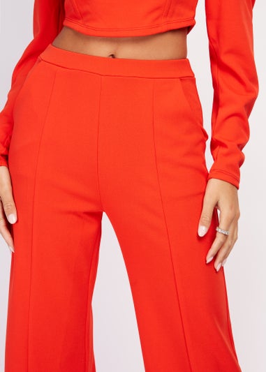 Girls on Film by Dani Dyer Red Scuba Crepe Wide Leg Trousers