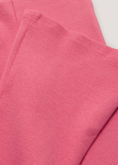 Girls Pink Ribbed Flared Leggings (4-13yrs)
