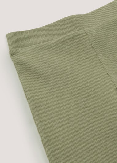 Girls Green Ribbed Flared Leggings (4-13yrs)