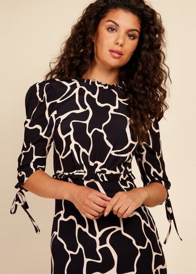 Little Mistress Animal Print Frill Midaxi Dress