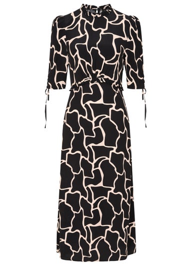 Little Mistress Animal Print Frill Midaxi Dress