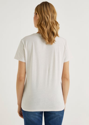 Beige Butterfly Print T-Shirt