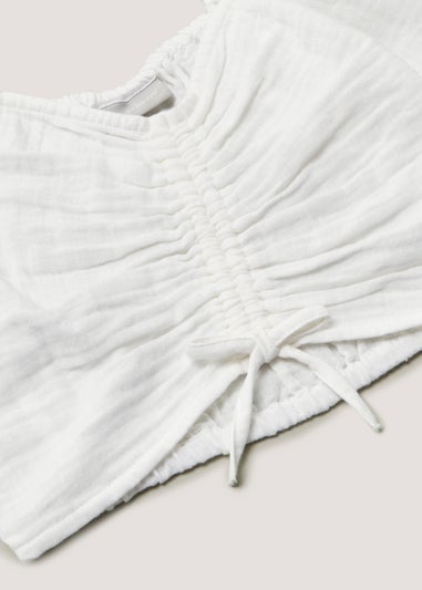 Girls White Ruched Front Top (4-13yrs)