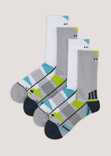 Souluxe 4 Pack Grey Trainer Sports Socks