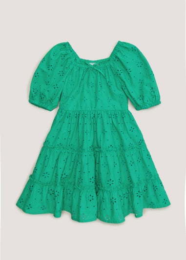 Girls Mini Me Green Schiffley Dress (4-13yrs)