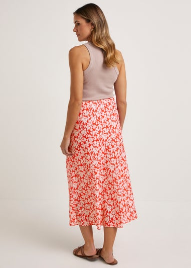 Red Floral Midi Co-Ord Skirt