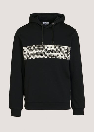 T&W Black Zigzag Tonal Pull-On Hoodie