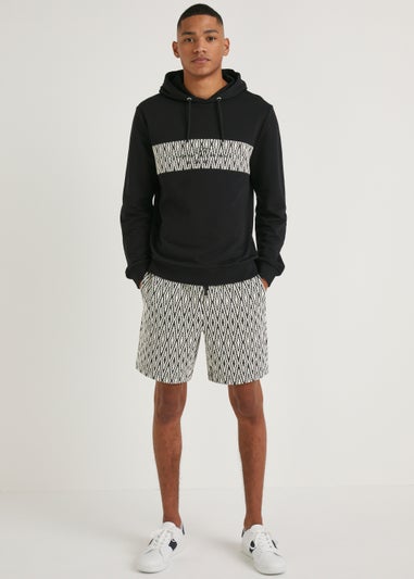 T&W Black Zigzag Tonal Pull-On Hoodie