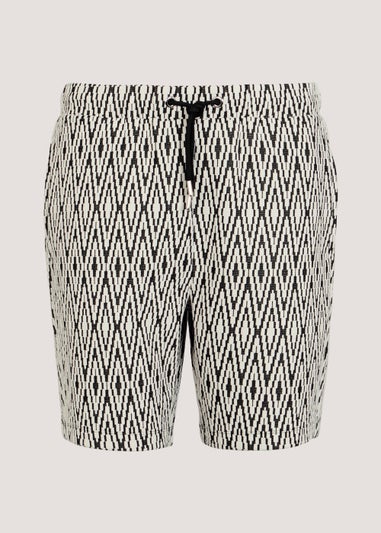 T&W Black Zigzag Jacquard Shorts