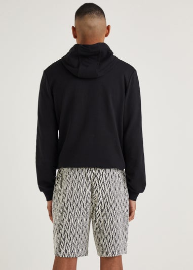 T&W Black Zigzag Jacquard Shorts