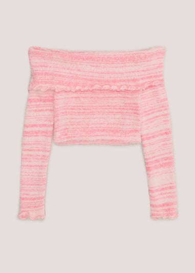 Girls Candy Couture Pink Bardot Top (9-16yrs)