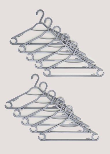 10 Pack Grey Plastic Hangers (37cm x 21cm)