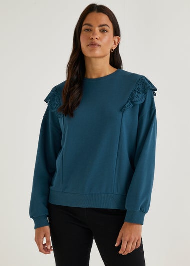 Blue Shiffley Lace Sweatshirt