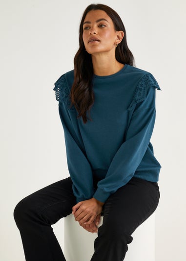 Blue Shiffley Lace Sweatshirt