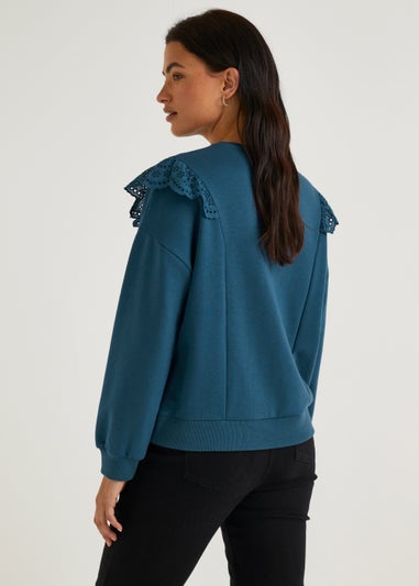 Blue Shiffley Lace Sweatshirt