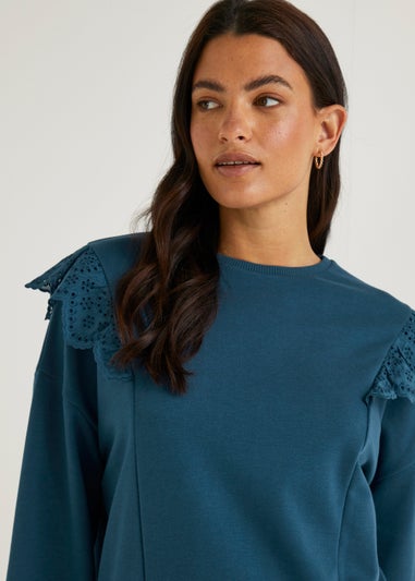 Blue Shiffley Lace Sweatshirt
