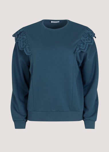 Blue Shiffley Lace Sweatshirt