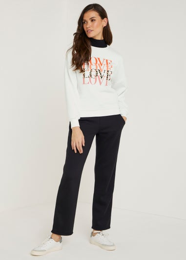 Cream Love Slogan Sweatshirt