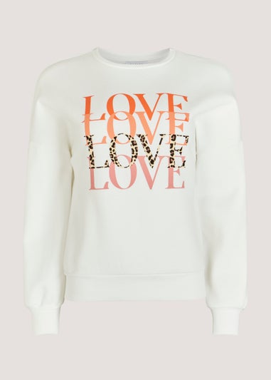 Cream Love Slogan Sweatshirt