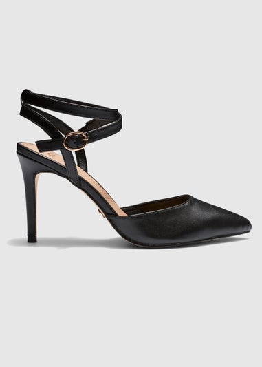 NOVO Black Iggie Ankle Strap Court Shoes