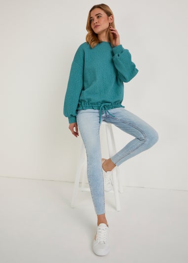 Teal Textured Sweatshirt