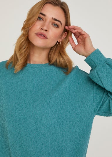 Teal Textured Sweatshirt