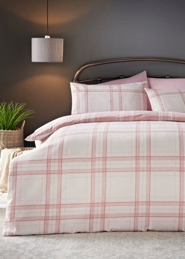 Pink Check Waffle Reversible Duvet Cover