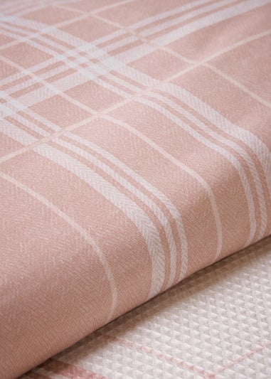 Pink Check Waffle Reversible Duvet Cover