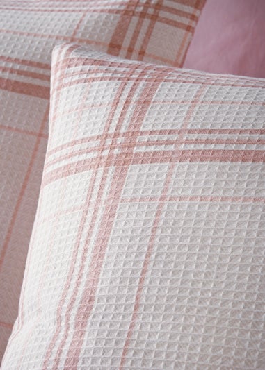 Pink Check Waffle Reversible Duvet Cover