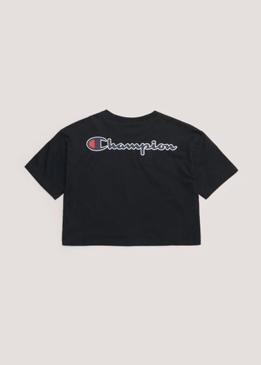 Girls Champion Black Crew Neck Crop Top (Small-XXL)