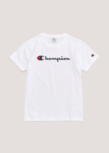 Boys Champion White Crew Neck T-Shirt (Small-XXL)