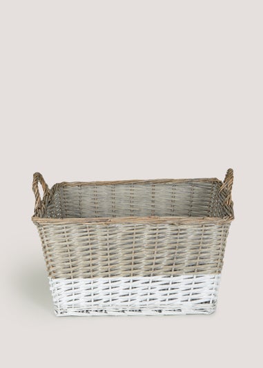 Two Tone Square Willow Basket