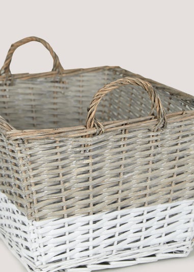 Two Tone Square Willow Basket