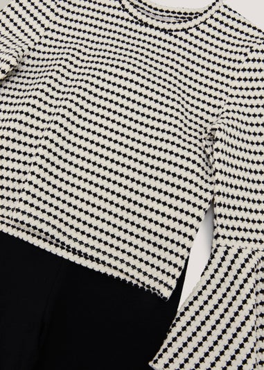 Girls Monochrome Top & Flared Trousers Set (4-13yrs)
