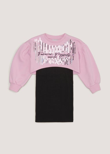 Girls Pink 2 in 1 Sweatshirt Dress (4-13yrs)