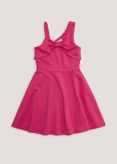 Girls Mini Me Hot Pink Scuba Dress (4-13yrs)