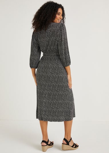 Black Spot Plisse Midi Dress
