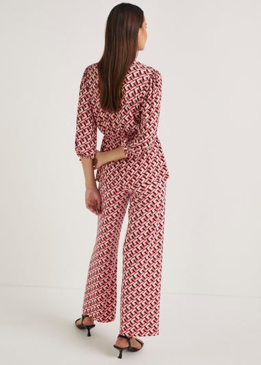 Et Vous Multicoloured Geo Print Jersey Co-Ord Trousers