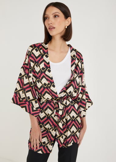 Et Vous Multicoloured Print Satin Kimono