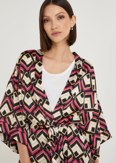Et Vous Multicoloured Print Satin Kimono