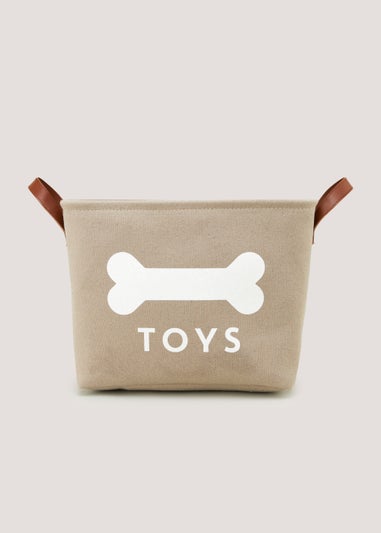 Natural Canvas Pet Toy Basket (26cm x 35cm x 17.5cm)