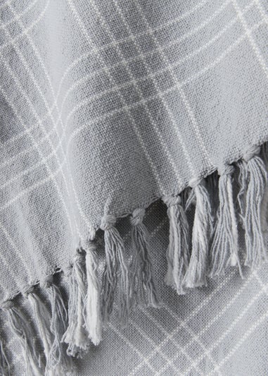 Grey Check Textured Throw (130cm x 150cm)