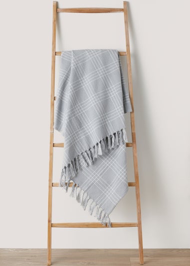 Grey Check Textured Throw (130cm x 150cm)