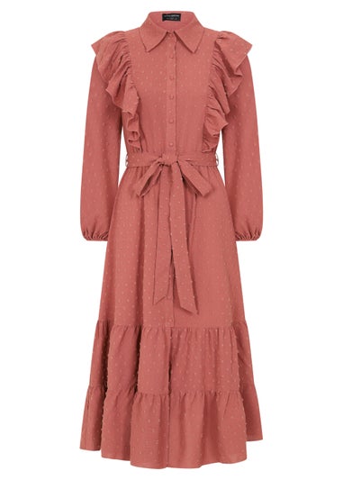 Little Mistress Coral Button Midaxi Dress