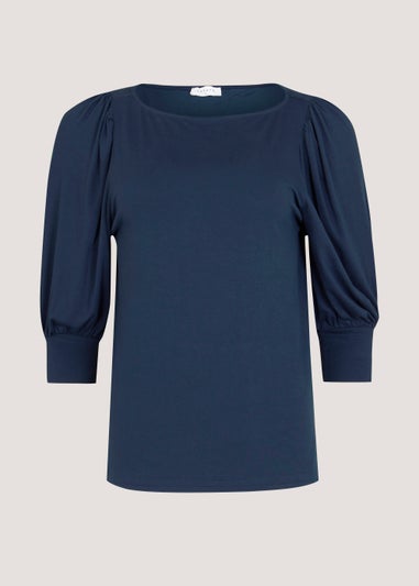 Navy Boat Neck Jersey Top