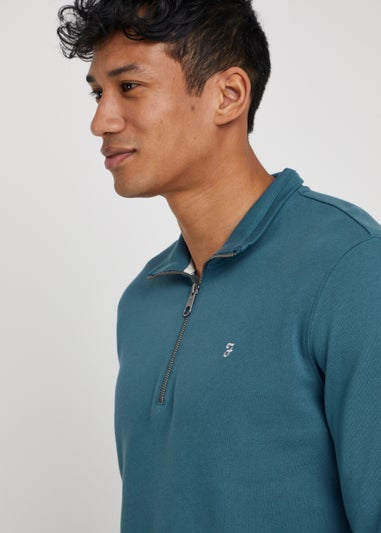 Farah Aintree Teal Quarter Zip Top