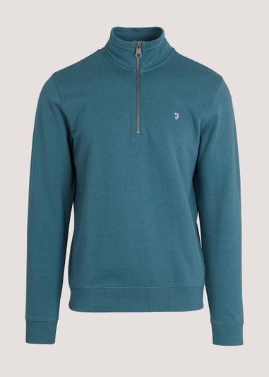 Farah Aintree Teal Quarter Zip Top